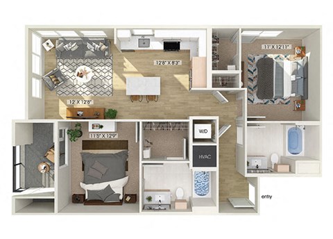 a floor plan of a two bedroom apartment